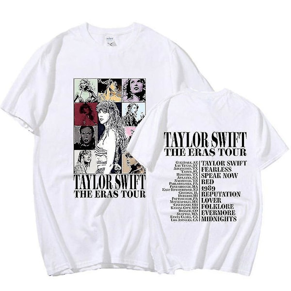 Taylor Swift The Eras Tour Fans Brev Trykt T-shirt Kortærmet Trykt Tee Tops tx. S White