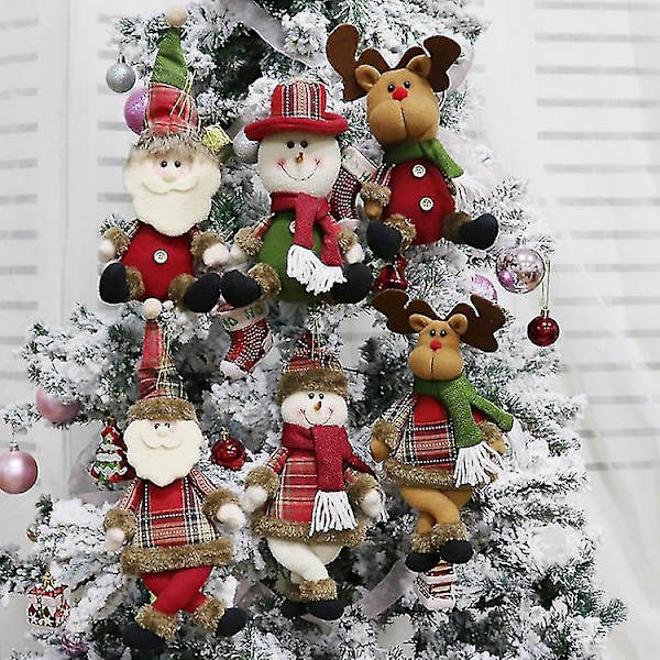 3 st juldekorationer med tomte, snögubbe och älg - Hängande prydnader, Stil: böjda fötter Senior