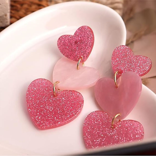 Hjerte Øreringe, Akryl Store Hjerte Øreringe Koncert Musik Elsker Øreringe Statement Smykker til Kvinder Piger Jul Valentinsdag, Plastik