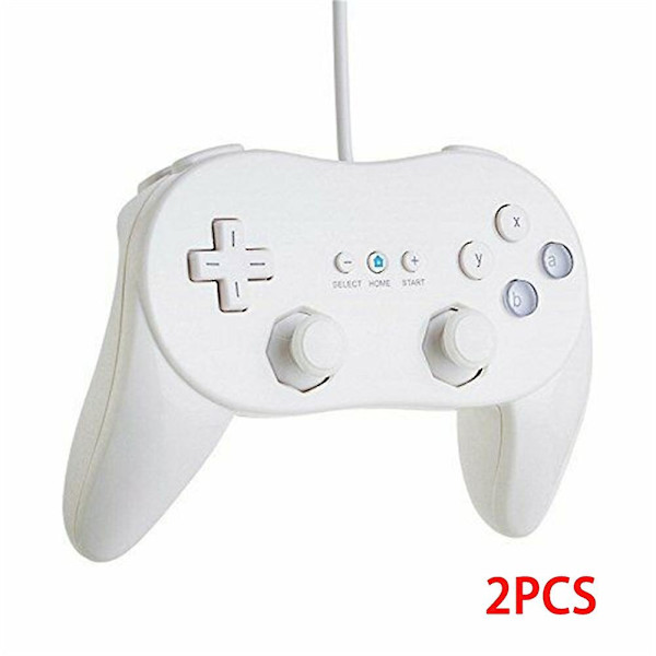 Klassisk spelkontrollplatta Konsol Joypad för Nintendo Wii andra generationens klassiska trådbundna 2pcs white