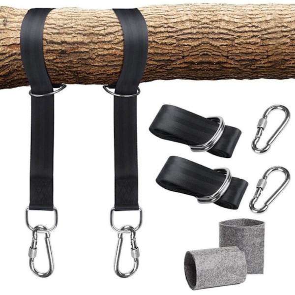 Gungfäste, hängmattefäste, fästset för hängstol med max 200 kg i rivtålig polyester med 2 skyddande dynor för axel och