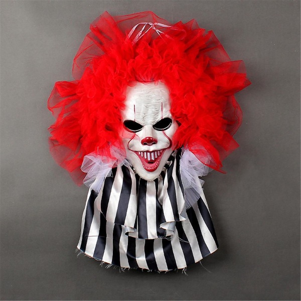 Skräck Clown Garland Läskig Väggdörr Hängande Krans Halloween Hem Fest Spöklik Festlig Dekoration Present