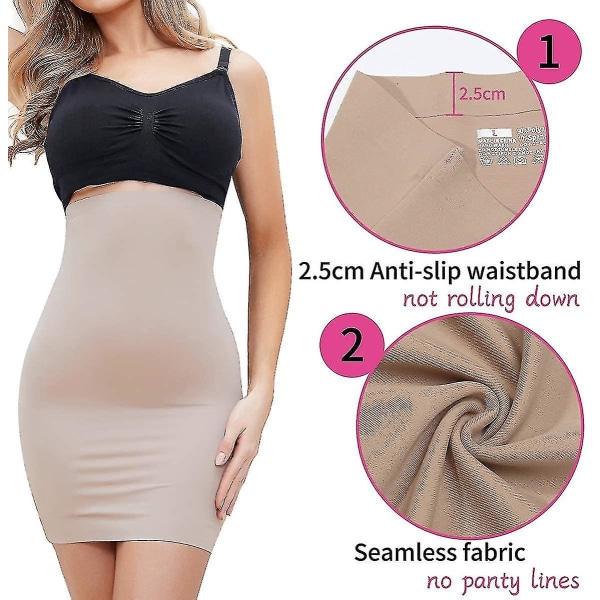 Halvglipp Shaper Cool Comfort Seamless Slip Shapewear Under Kjole Tight Skirt Undergarments XL