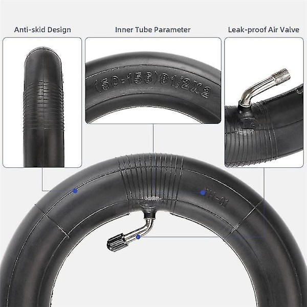 8,5 tum Innertube Bakhjul Böjt Ventil 50/75-6.1 Bakdäck 8 1/2 X2 För V2 M365 Pro 1s-hy Black