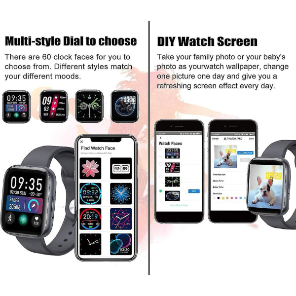 Smart Watch 1,54 tums fitness med full pekskärm med vattentät livslängd