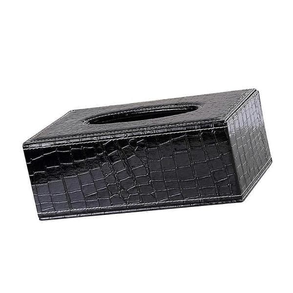 Heminredning Rektangulær Læder Køkken Bil Tissue Box Servietholder Sort, Stilfuld