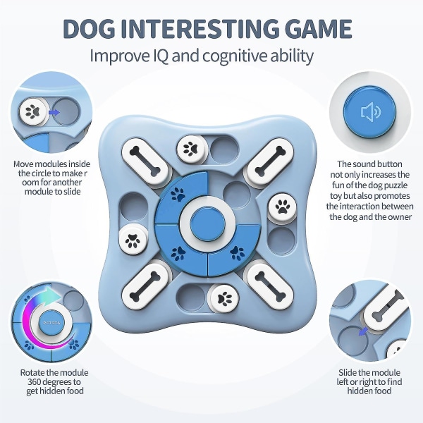 Hundpusselleksaker för stora medelstora små hundar, interaktiva hundleksaker för Iq-träning och mental stimulering
