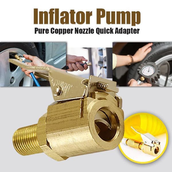 4-i-1 Luftchuck Däckpumpadapter 8mm Ventil Snabbkopplingshuvudklämma Munstycke