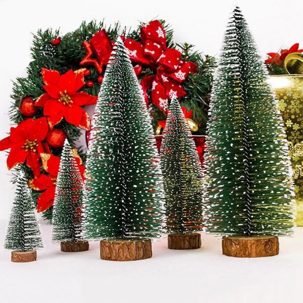 Joulukoriste Realistisen näköinen puinen pohja Haalistumaton eloisa väri 5 tyyliä erittäin simulaatio keinotekoinen mini joulukuusi kodin tarvikkeet C