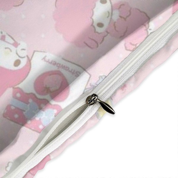 c85 Kuromi og My Melody Dynebetræk Sæt 3-delt Sengesæt Blødt Varmt og Komfortabelt Blødt Sengesæt med 1 Dynebetræk og 2 Pudebetræk til Soveværelse A 135x200cm 53x78in