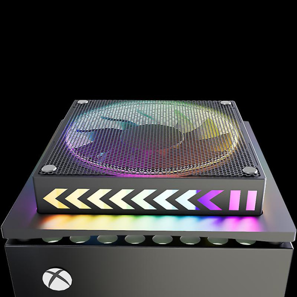 Køleblæser kompatibel med Xbox Series X, med LED-lys, anti-støv metal netblæser eksternt kølesystem Black