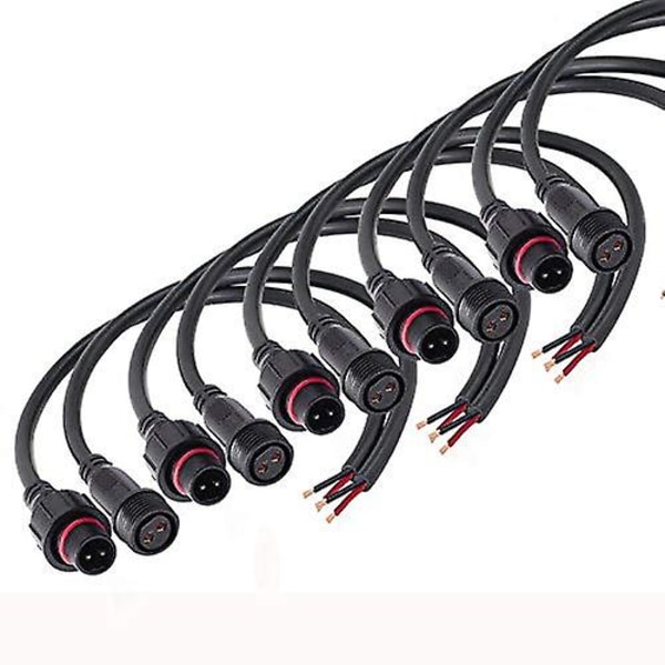 Ip65 Vandtætte Elektriske Stik, 2 Pin, 2 Core Han Hun Stik Led Stik, Med 16awg 20cm Forlængerkabel Til Indendørs Udendørs Led Strip Ligh
