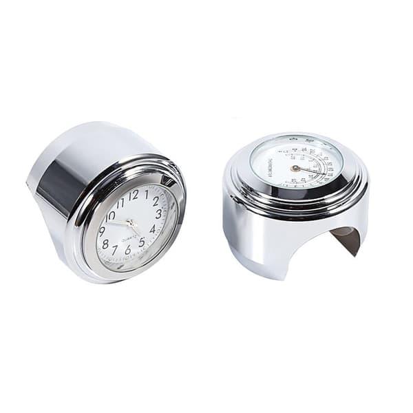 7/8\" 1\" Motorcykelstyr Montering Ur & Termometer Temp Hvid