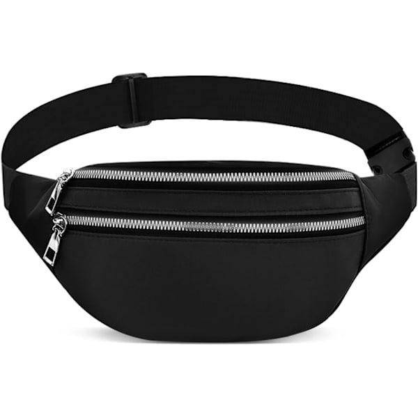 Midjeväska, Vattentät 2 Dragkedjor Fickor Fanny Pack Löpning Midjeväska Väska Justerbart Bälte Midjeväskor för Män Kvinnor Utomhus, Sport (Svart)