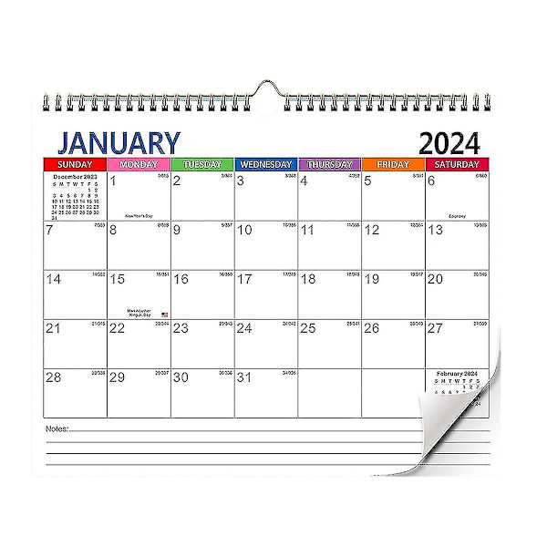 Kalender 2024-2025 Väggkalender, Januari 2024 - Juni 2025 Kalender, 18 Månaders Semesterkalender