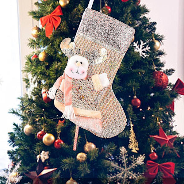 Julstrumpa Klassiska Stora Strumpor Snögubbe, Ren Julkaraktär För Familjesemester Jul Dekorationer