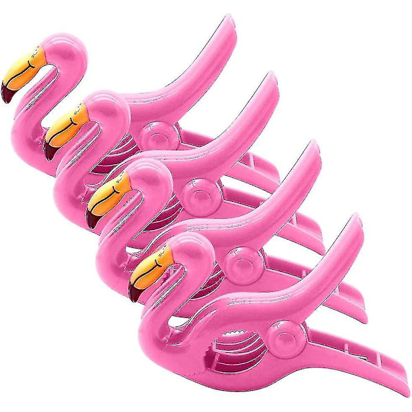 Kraftige Strandstol Clips Forbedrede Strandhåndklæde Pins Plastik Pins Til Strandhåndklæde, Tæppe, Tøj, Tæppe, Flamingo X 4stk