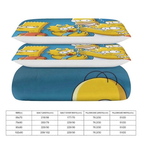 x81 The Simpsons 3-delat Sängklädesset Varmt Och Bekvämt Mjukt Påslakan Sängset med 1 Påslakan Och 2 Örngott för Sovrum b81 135x200cm 53x78in