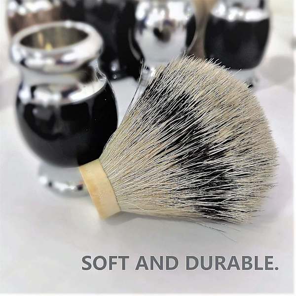 100% Silvertip Badger Hårbarberbørste, Håndlaget Barberbørste Med Fint Harpikshåndtak Og Rustfritt Stålbase (svart) Brown