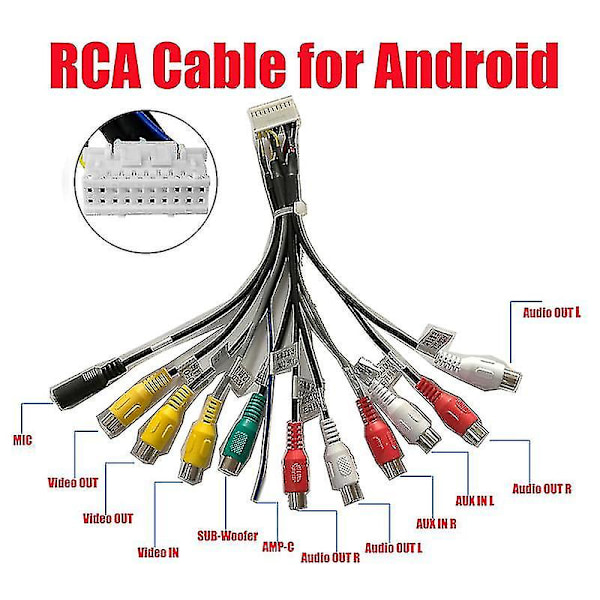 Android Radio Biltillbehör Rca Utsignal Kabel Aux-in Subwoofer Mikrofon Adapter 20pin Universell Kabel För Px6 -gt 11 cable
