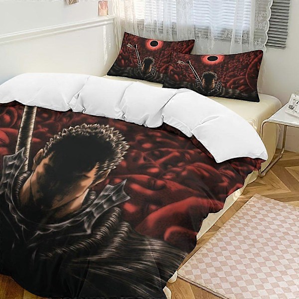 x123 Anime Berserk 3-delat Sängklädesset Varmt Och Bekvämt Mjukt Påslakanset med 1 Påslakan Och 2 Örngott för Sovrum b123 240x260cm 94x102in