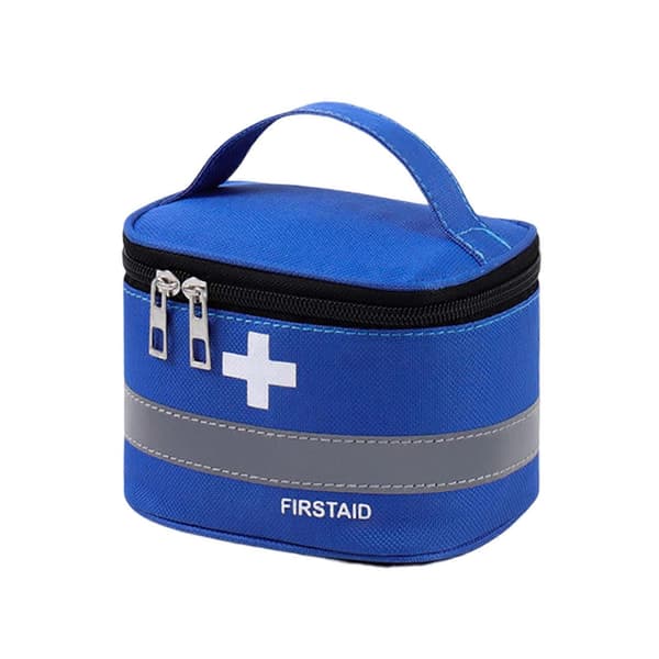First Aid Kit with Reinforced Handle, Large Capacity, Reflective Strip, Compartment Design, Zipper, Oxford Cloth, First Aid Storage Blue Blue S