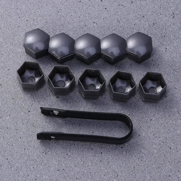 20 stk. 19mm hjulmøtrikhætte, hjulmøtrikhætte, sekskantede dækmøtrikhætter (sort) (d-583-a) grey 17MM