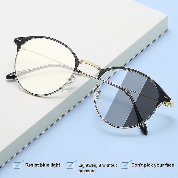 Photochromic Blue Light Blocking Glasögon 2 i 1 Anti-ultravioletta glasögon Solglasögon för män Gold