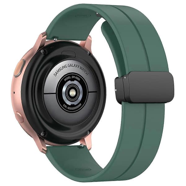 xDfind Fladhoved Rille Foldbar Sort Spænde Silikone Urrem Pine Green 20mm