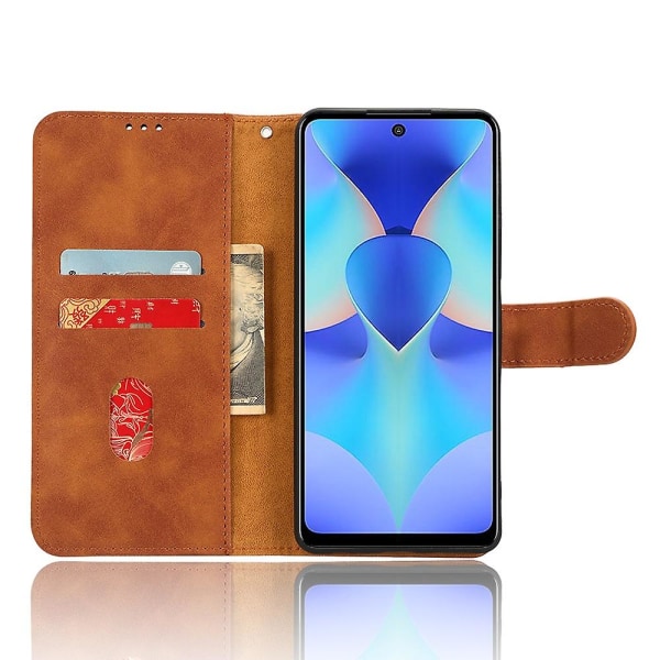 För Tecno Spark 10 Pro Skin-touch läder folio fodral plånbok stativ magnetiskt skyddande telefonfodral Brown Transsion Tecno Spark 10 Pro