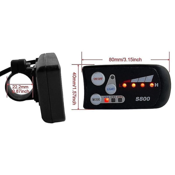 Elektrisk cykel 36v48v S800 Led Lcd-mätare Kontrollpanel Display för Ebike Controller 5 Pin Vattentät