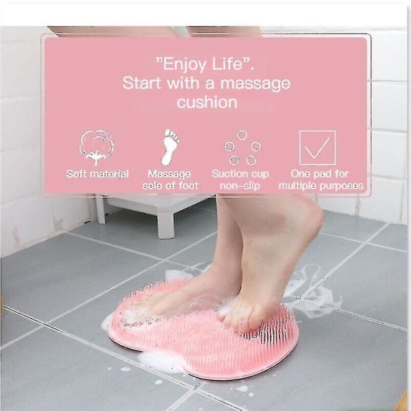 Silikonskrubb för fötter i duschen, ryggborste, massageapparat, rengöring, badrum, halkfri Blue