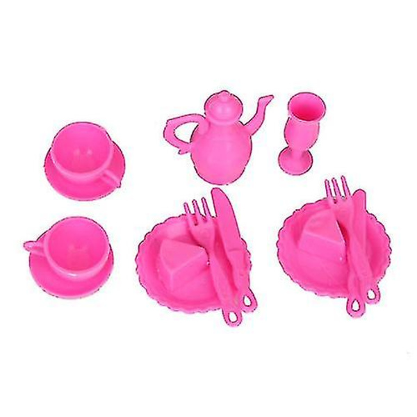 Matsalsmöbel Matbord Set För Barbie Docka Chockerande Rosa Vit