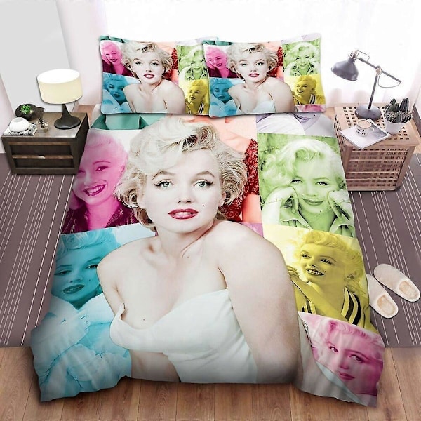 v865 Sängkläder Marilyn Monroe-Sängkläder Present 3-delat Sängklädesset (1 Påslakan + 2 Örngott) y865 135x200cm 53x78in