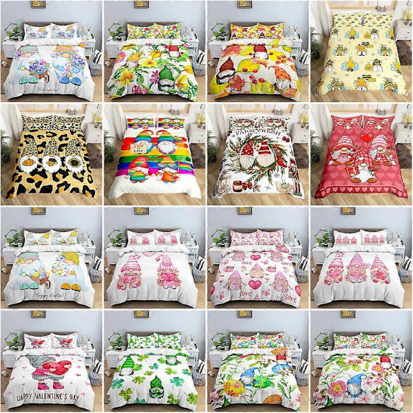 v5653 Sängkläder Tomte Blomma Mjukt Påslakanset Storlek Gåva Sängkläder IU5653 135x200cm 53x78in
