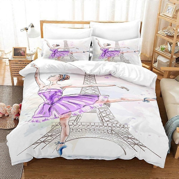 v5021 Sängkläder Balettflicka Eiffeltornet Påslakanset Doona Överkast Sänglakan IU5021 135x200cm 53x78in