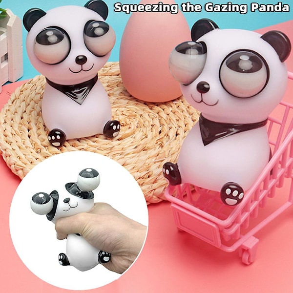 Vinyylimateriaali Big Eye Panda -koriste, söpö sarjakuva stressinlievityspanda-nukke