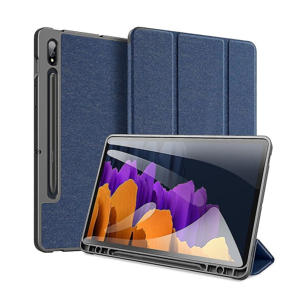 Case för Samsung Galaxy Tab S7 11" Ultratunnt smart cover med pennhållare & Auto Case Up/sleep - Blå