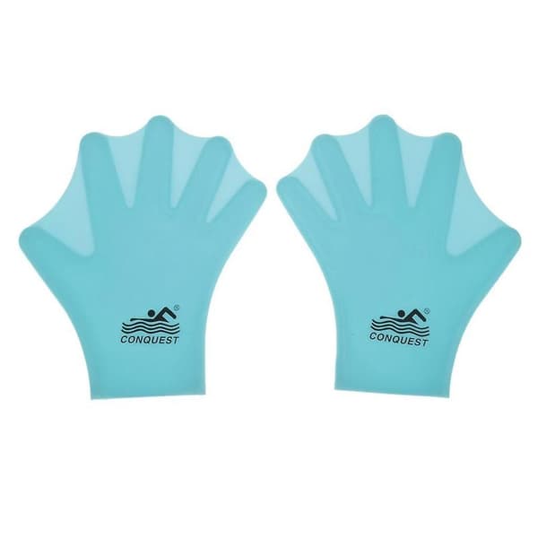 1 Pair Swim Gloves with Webbed Silicone Finger Paddle for Kids Blue