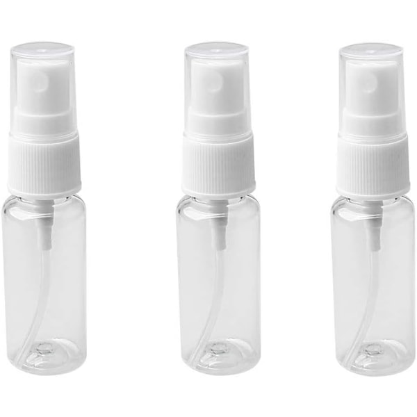 3 stk. sprayflaskesæt, 20 ml gennemsigtige fine mist sprayflasker i plast, tomme genopfyldelige forstøvere med flip-hætter - BPA-fri PET, hvid