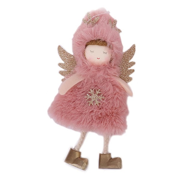 Gevir Engel Vedhæng Stof Gave Jul Fluffy Engel Dukke Dekoration Vedhæng Ferie Dekoration Pink