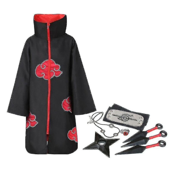 Akatsuki Uchiha Itachi Anime Unisex kostym Ninja Naruto mantel Halloween jul påskfest Klänningar Carniva-1 XL