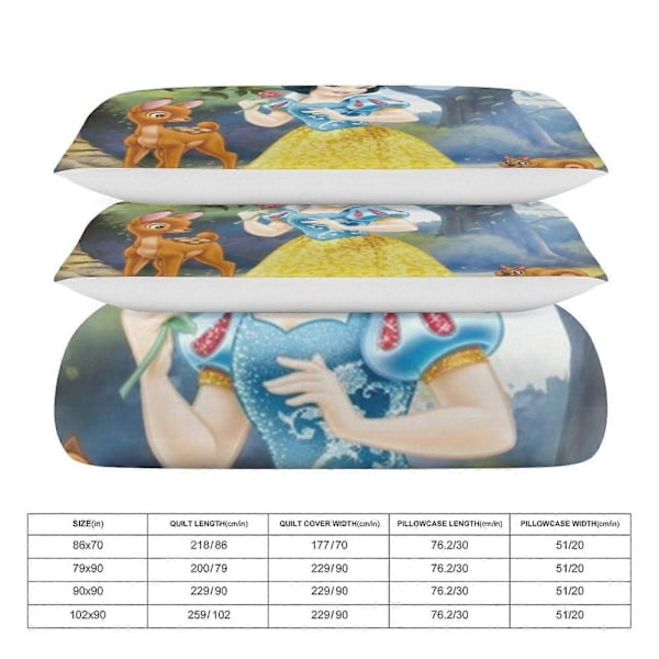 v247 Tegneserieprinsesse 3-delt sengesett 1 Dynetrekk + 2 Putetrekk For Barn Gutter Jenter Voksen Tegneserie Varm Søt Mote Ferie Gave Present hn247 240x260cm 94x102in
