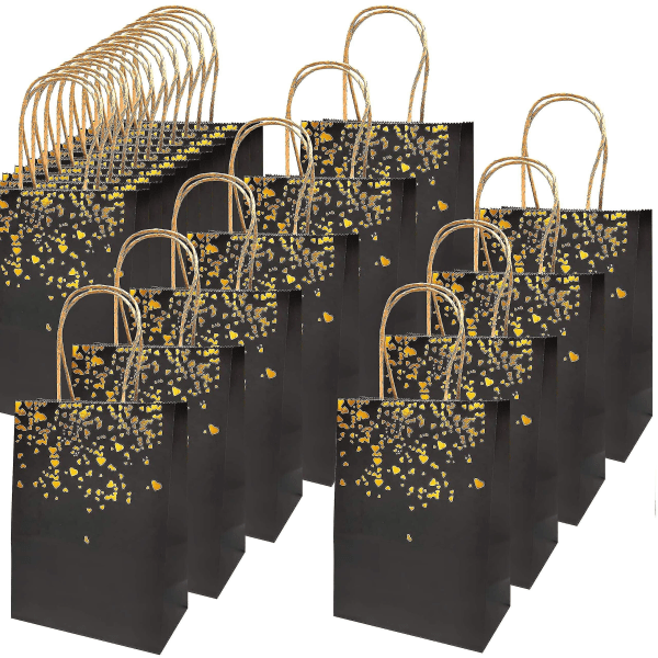 20 Pieces Kraft Paper Gift Bags, With Beautiful Golden Design, Exquisite And Durable Cy Hy