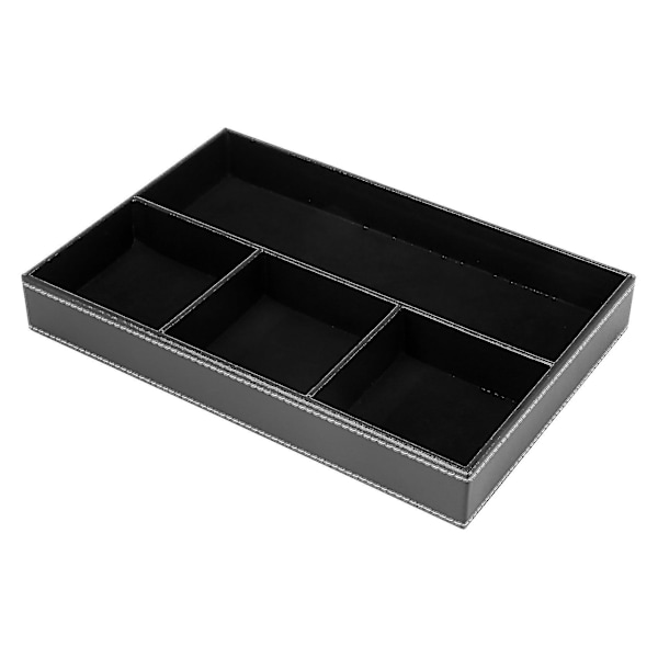 4 Fack Skrivbordslådearrangör, Pu Läder Lådförvaring Organizer Divider För Kontorsmaterial-dwdz Black