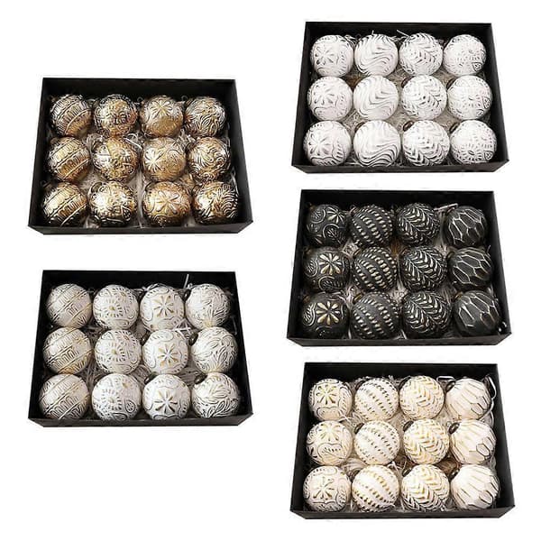 12 stk. knusesikre julekuler kaffe plastpynt V2D4 Silvery 12pcs/set
