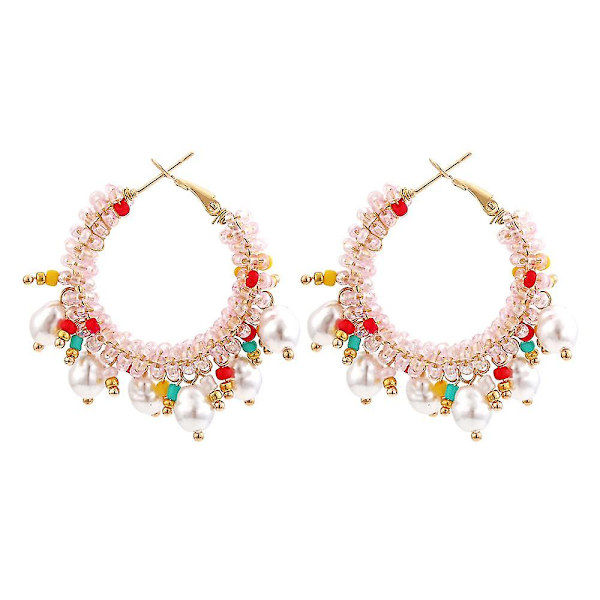 Kvinde Hoop Øreringe - Statement Drop Øreringe Boho Håndlavede Seed Bead Stud Øreringe Bohemian Perle Dangle Ørering Til Kvinder Piger