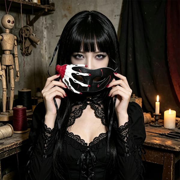 Halloween spøkelseshanske blondemaske cosplay one size håndklo-maske