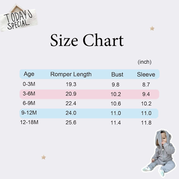 Unisex bomullsspädbarns baby sparkdräkter långärmade kaninöron dragkedja kaninpyjamas för 0-18 månader bebisar 80 Gray