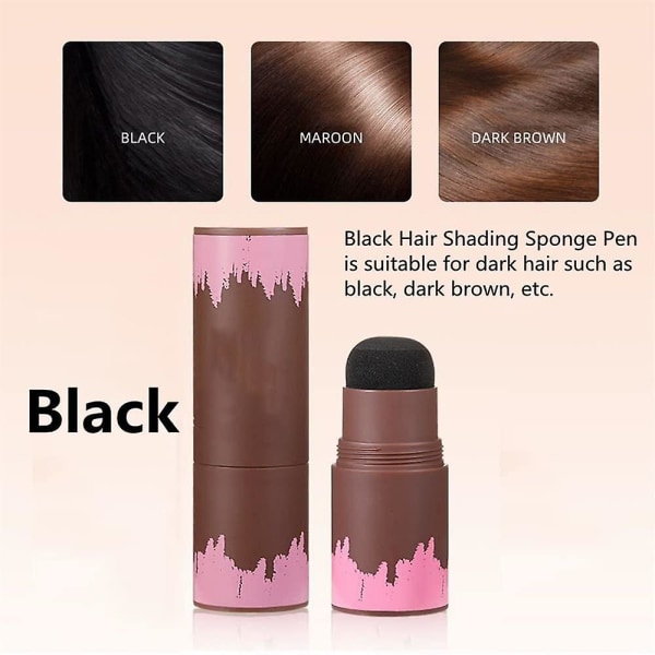 Hairline Powder Stick, 2st Hair Shadow Powder Root Touch Up Powder, hårskuggande svamppenna Vattentät Långvarig Black